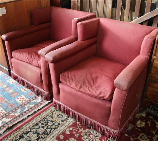 Pair of tartan armchairs